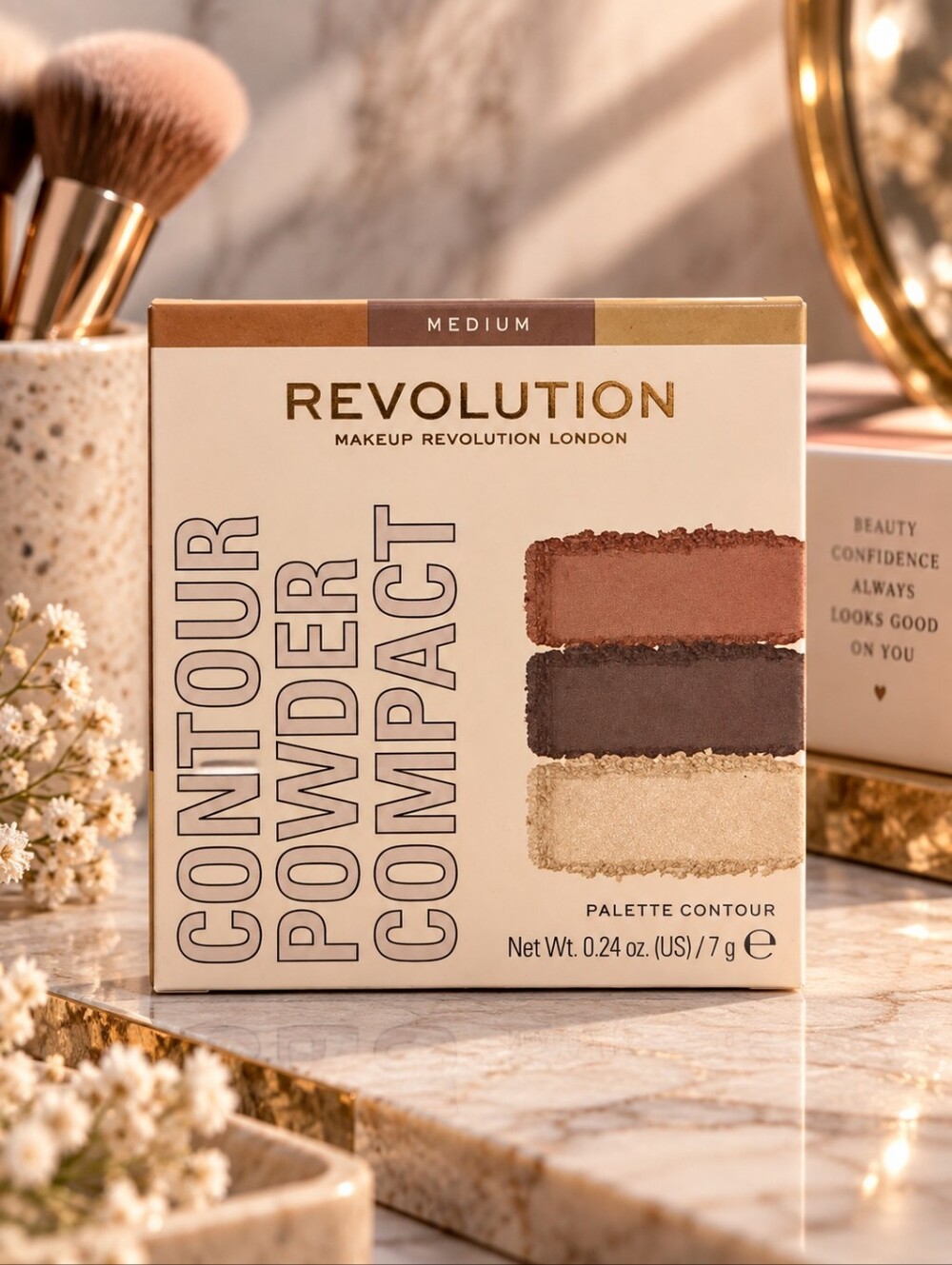 Revolution Contour Powder Compact Palette Medium NIB Highlight Shade Sculpt